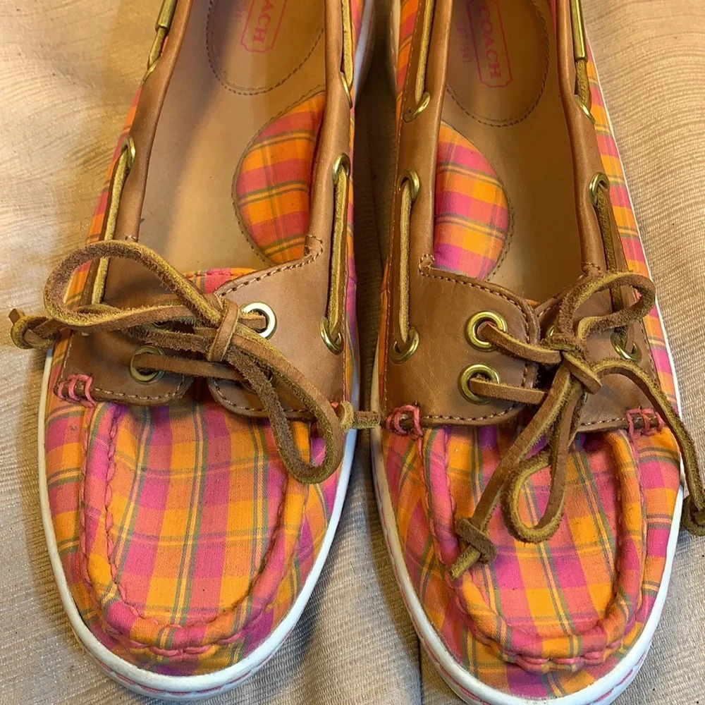 Coach almost NEW leather/canvas slide in loafers